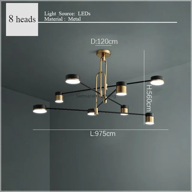 2024 LED Chandelier Lighting Modern Living Room Kitchen Decoration Indoor Metal Hanging Light Fixtures For Drawing Room