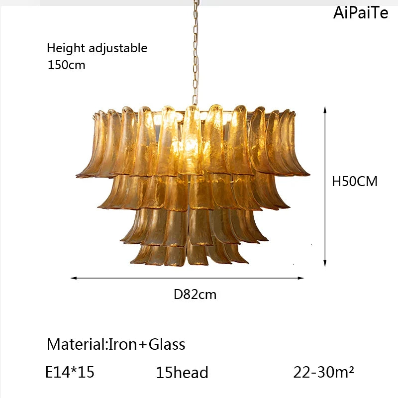AiPaiTe lustre en verre LED scandinave pour salon salle à manger chambre lustre en verre ambre vintage américain