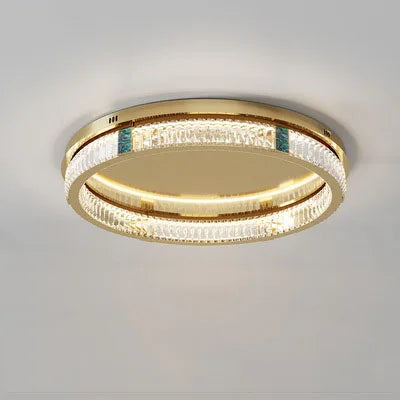 lustre moderne en cristal rond à trois couches led