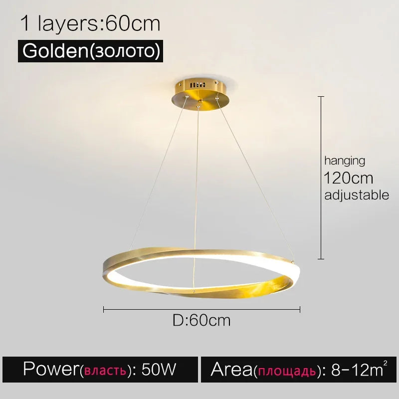 Living room lamps light luxury lamps modern minimalist atmosphere minimalist circle combination hall Italian ring chandelier