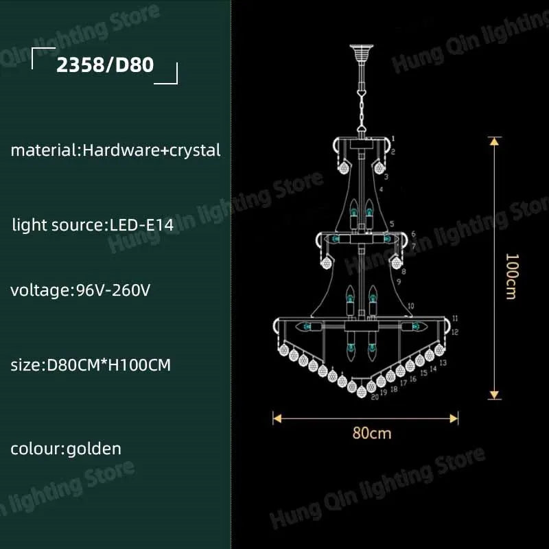 suspension en cristal moderne pour décoration intérieure élégante