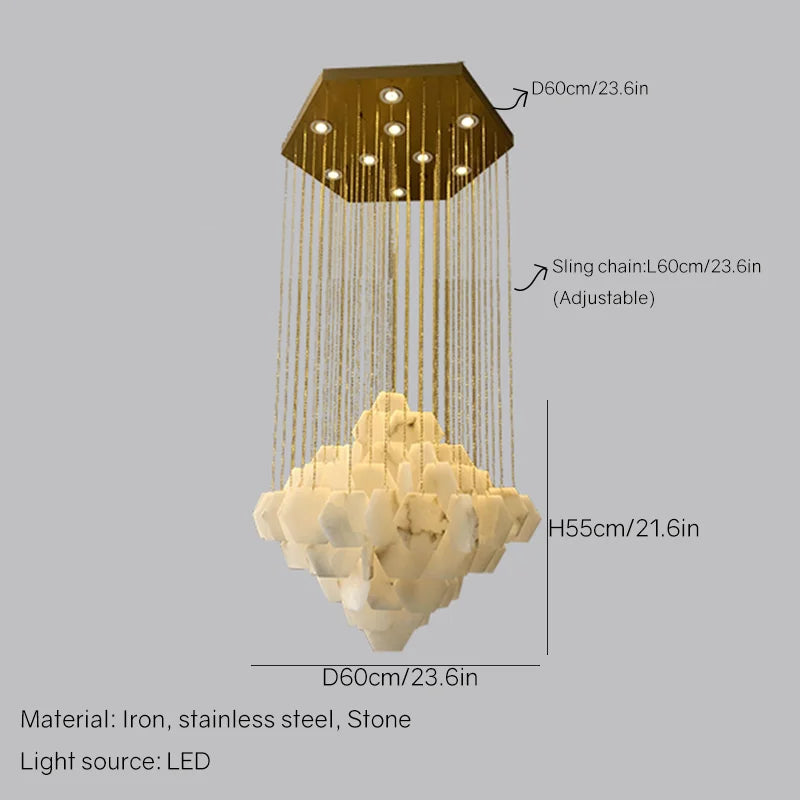 lustre moderne en pierre naturelle pour décoration intérieure 2024