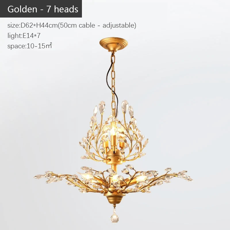 Vintage bougie suspension nordique LED lustre en cristal pour salon chambre cuisine Villa hôtel Hall luminaire