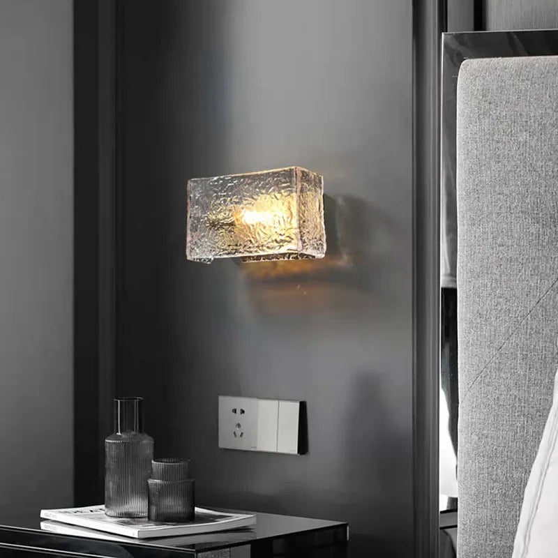applique murale carrée en verre motif d'eau luminaire moderne décoration intérieure