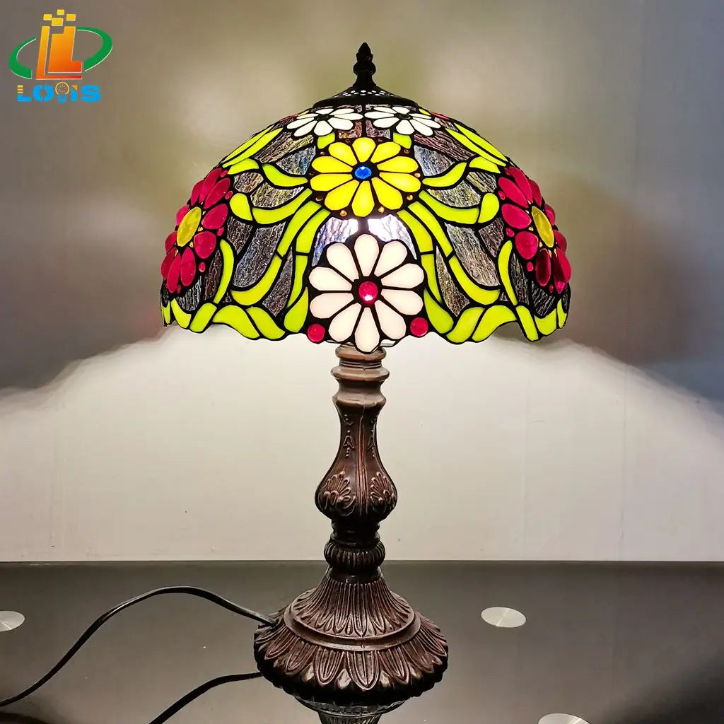 lampe de chevet style tiffany rétro en verre créatif vintage