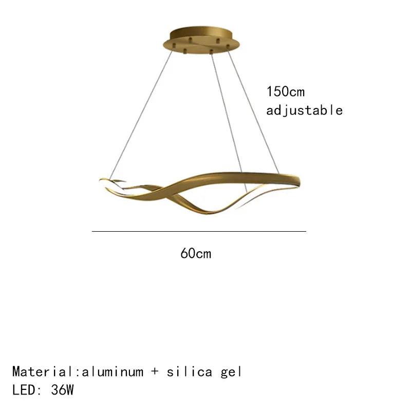 lustre led moderne aluminium anneau irrégulier simple réglable