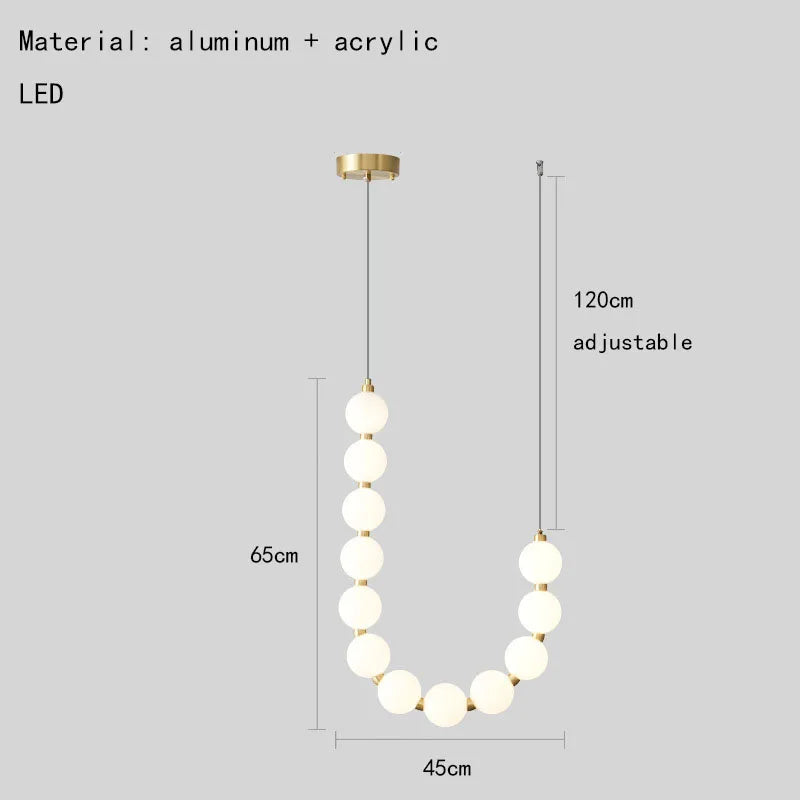 suspension led ronde en laiton cuivre et aluminium décorative