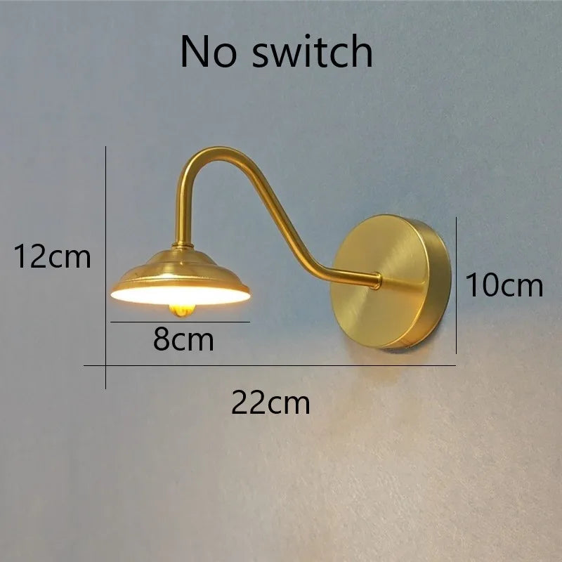 applique murale moderne incurvée dorée avec interrupteur led décoration nordique