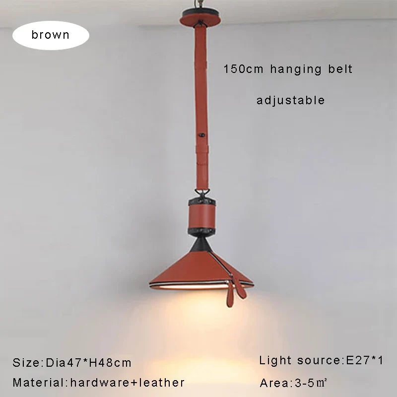 lustre led moderne avec ceinture en cuir décoration intérieure élégante