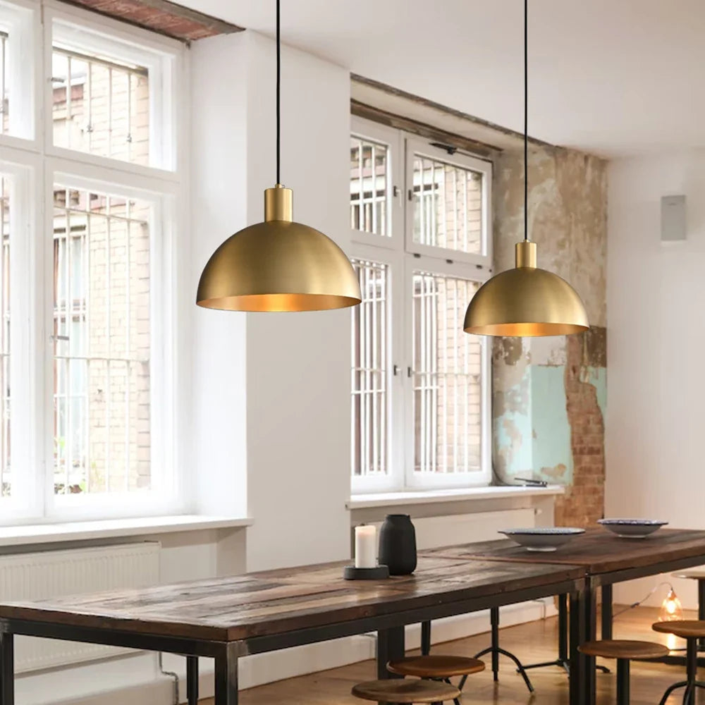 Suspension moderne pour îlot de cuisine style ferme lampes suspendues extérieures en or pour porche lustre encastré en cuivre E27