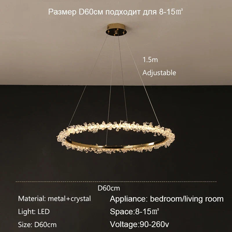 lustre moderne en cristal de luxe suspension décorative
