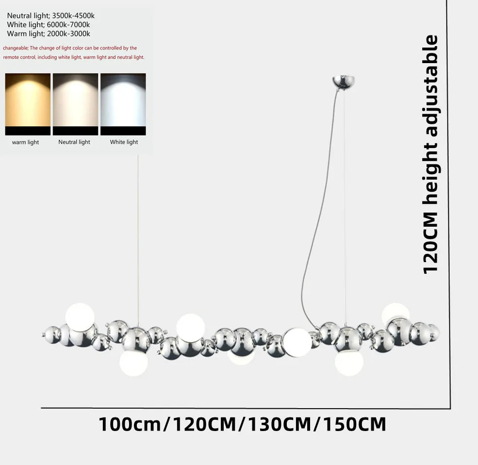 lustre moderne créatif en boule de bulles style nordique chromé