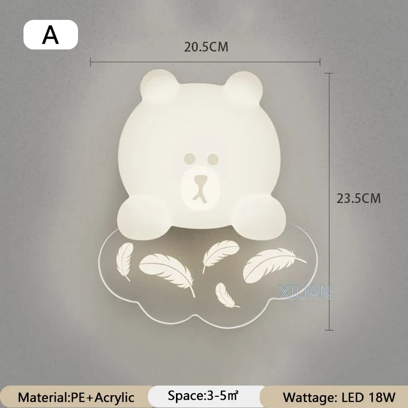 applique murale ours blanc lumière étoile lune pour enfants