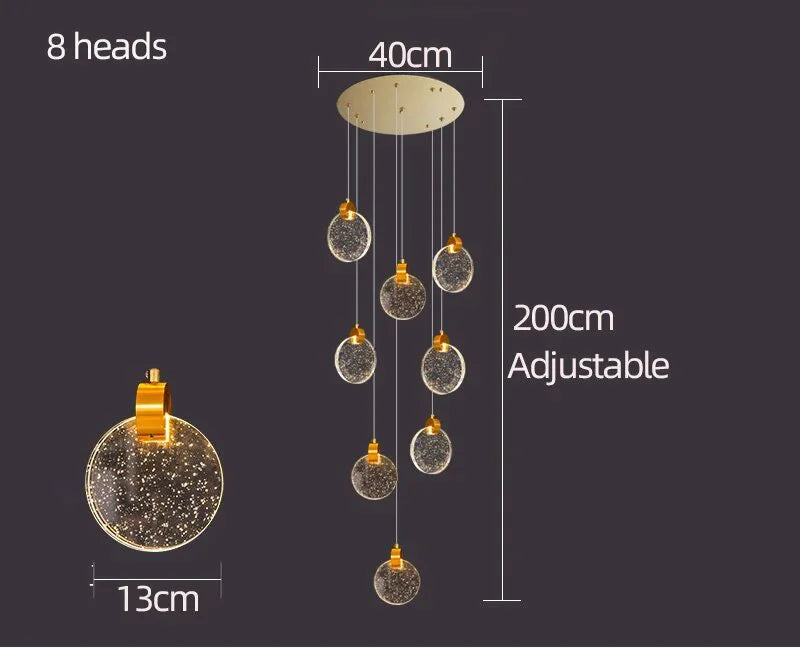 lustre moderne à LED pour escalier et duplex intérieur