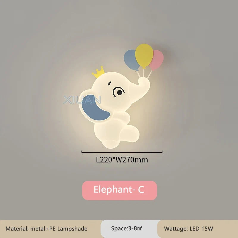 applique murale créative en forme d'éléphant pour éclairage intérieur