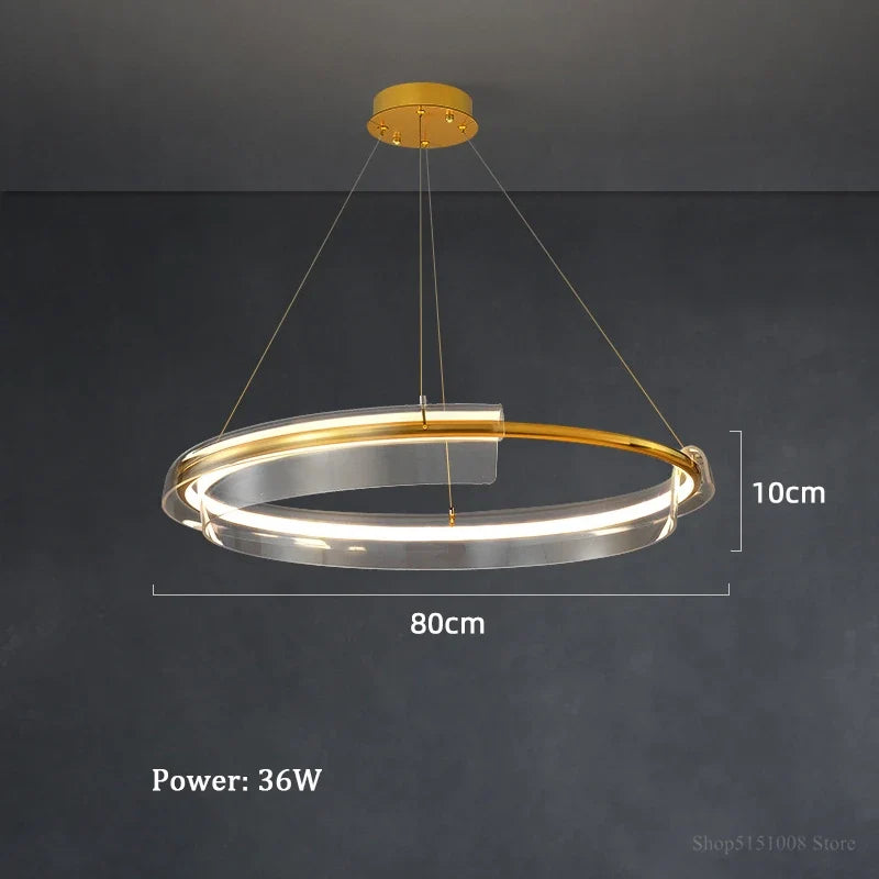 lustre led de luxe simple anneau dimmable pour maison hôtel