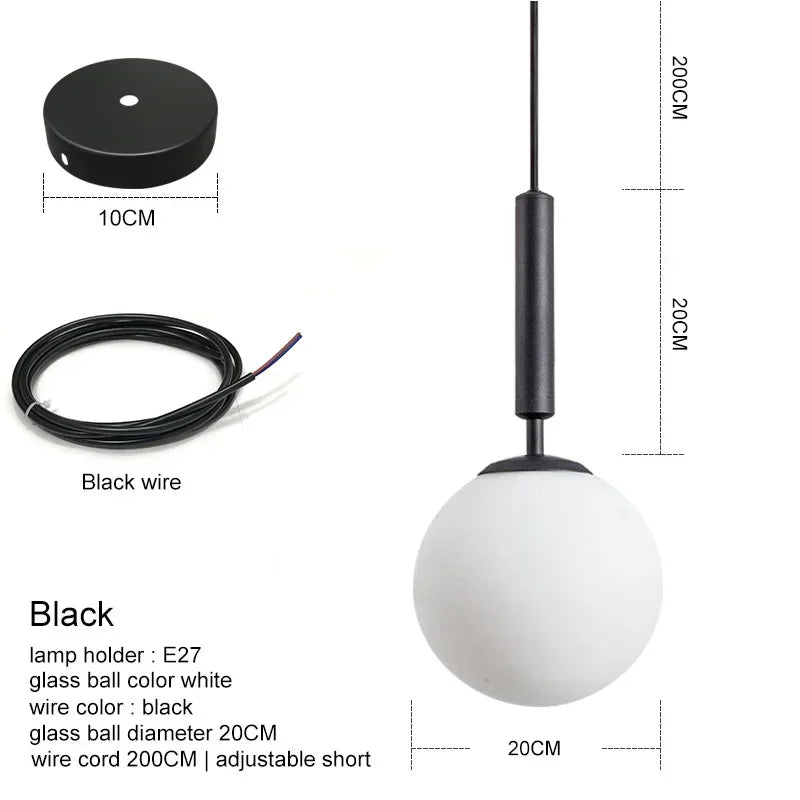 suspension moderne avec abat-jour en boule de verre doré