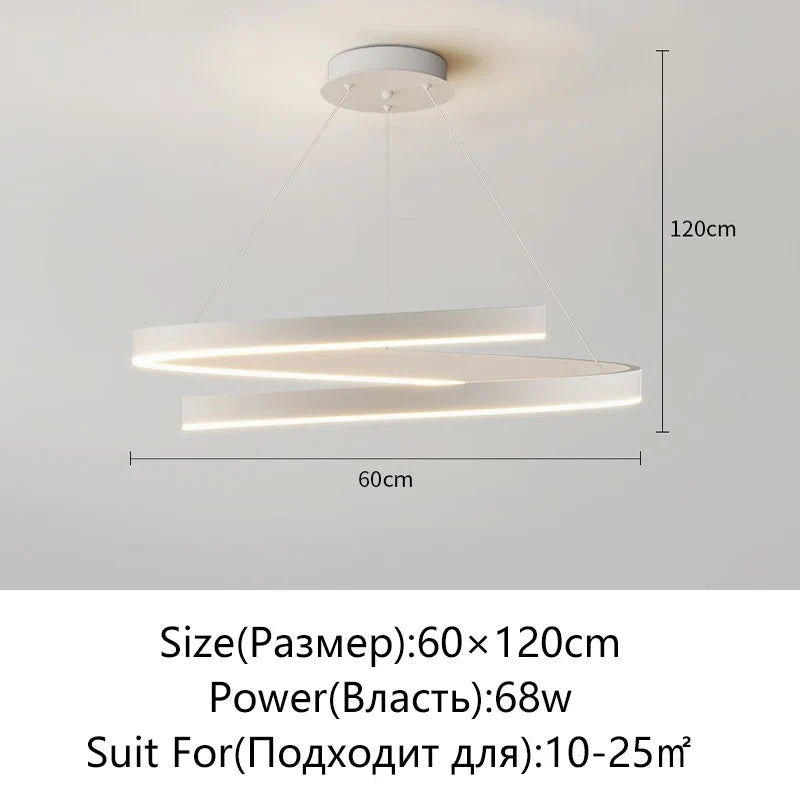 lustre spirale en aluminium led pour décoration maison
