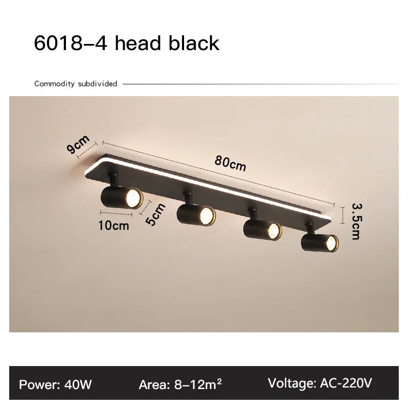 Acrylic Strip LED Chandelier With Spotlight, Used For Living Room, Bedroom, Lighting Fixtures, Kitchen Decoration, Black