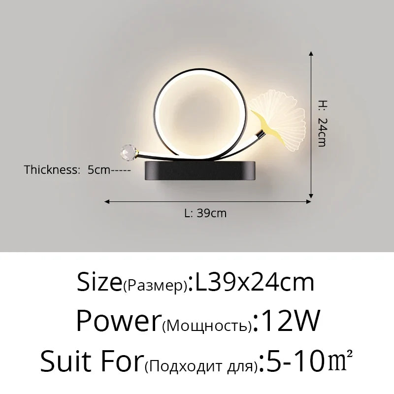 applique murale led tricolore protection yeux design feuille ginkgo