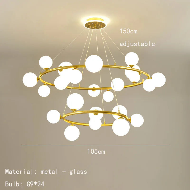 lustre moderne en verre mat avec anneau noir et fil réglable