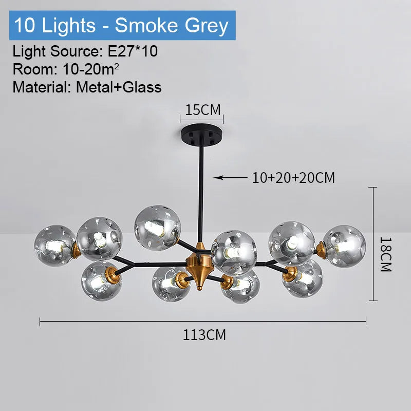 plafonnier led suspendu boule de verre design moderne luminaire intérieur