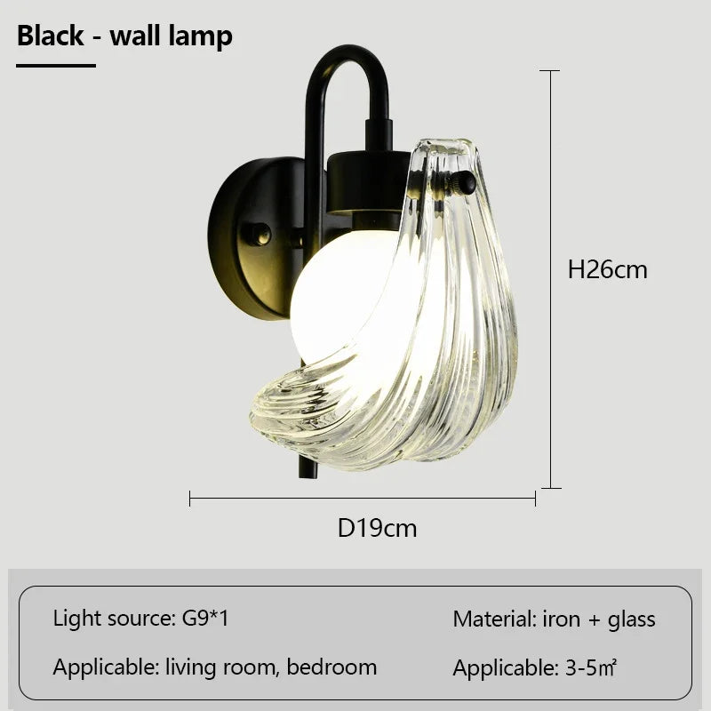 lustre de luxe en verre de coquille avec lampes led créatives