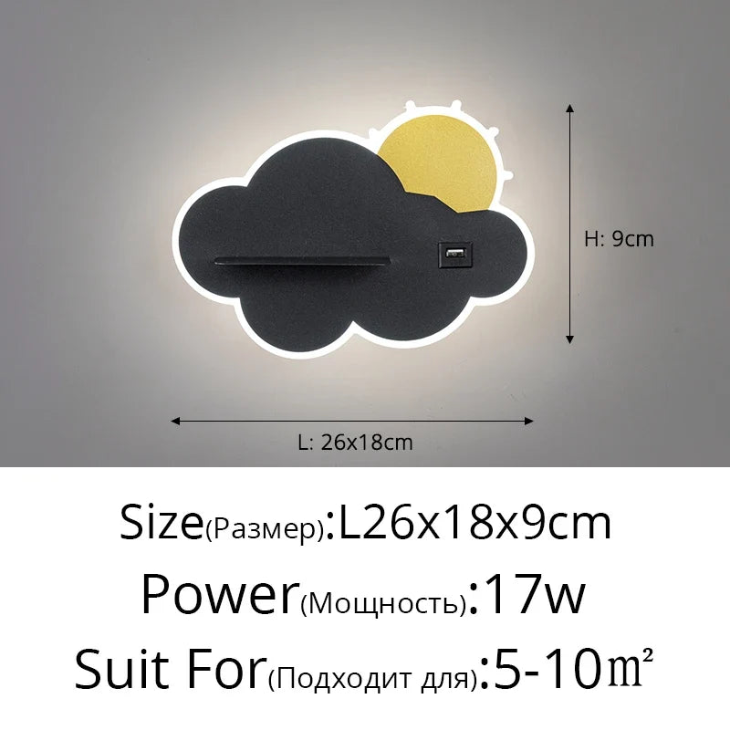 applique murale led lune design moderne minimaliste avec chargeur usb