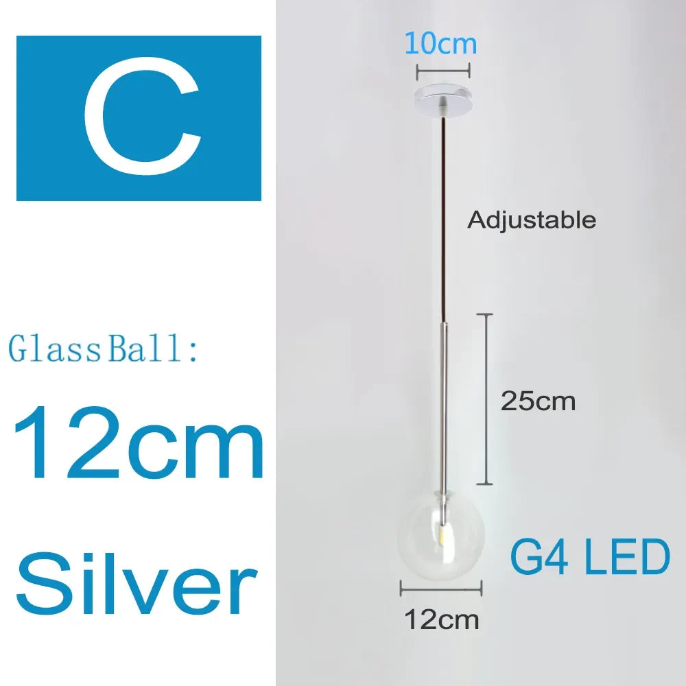 Suspension nordique moderne en verre clair