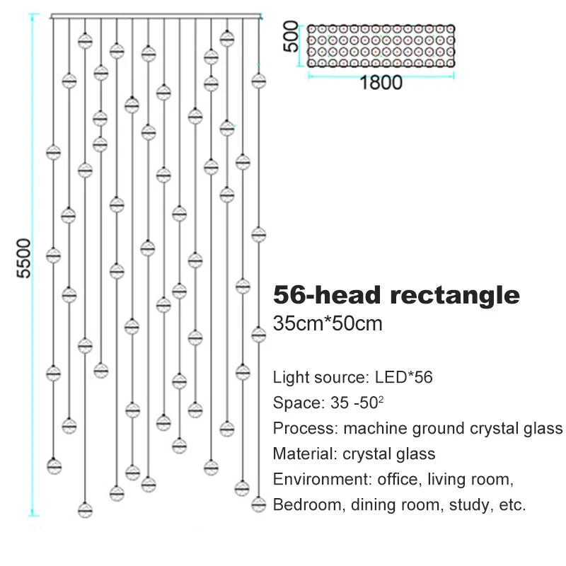lustre en cristal moderne avec boule tournante led suspendue