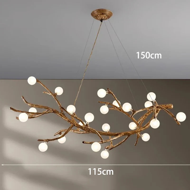 Lustre LED style branche de bois design moderne
