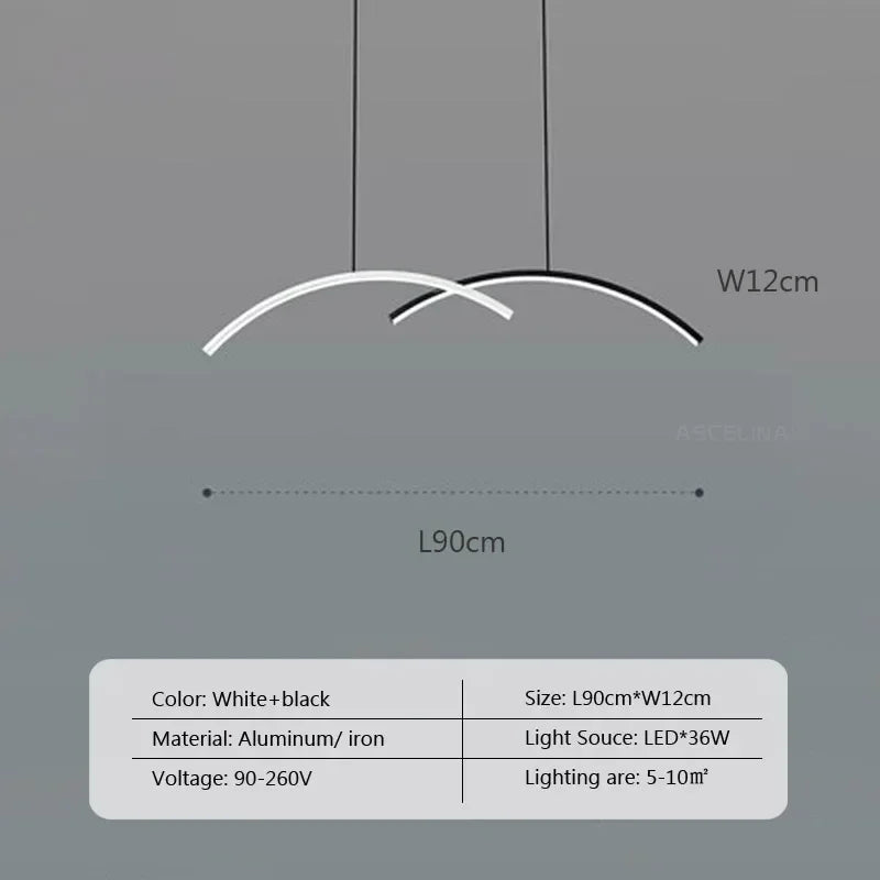 lustre moderne à leds avec télécommande et ligne simple