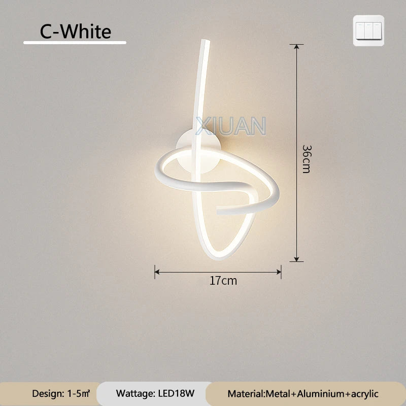 applique murale led en spirale moderne en aluminium