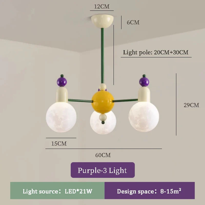 lustre moderne pour chambre d'enfants design nordique lumineux et coloré