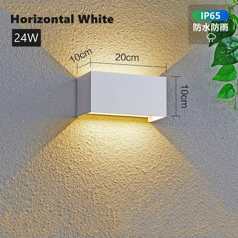 12W UP and Down Outdoor LED Wall Lamp PIR Motion Sensor Waterproof Garden Porch Light Adjustable Aluminum Wall Sconce Lighting