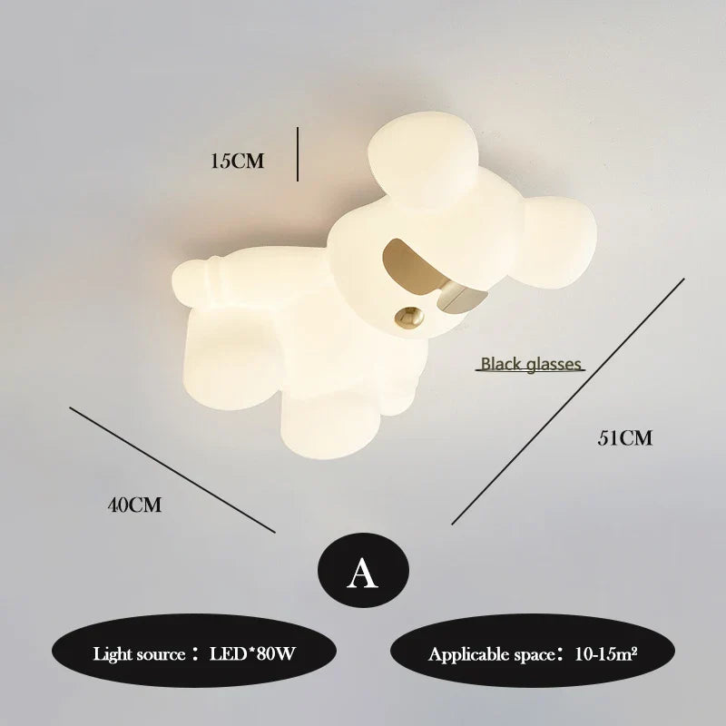 plafonnier ours blanc design moderne pour chambre d'enfant