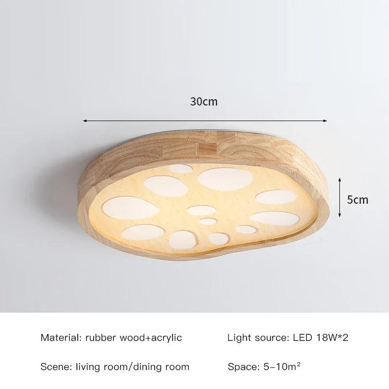 2023 New Lotus Root Ceiling Lamp for Living Room Bedroom Children's Study Kitchen Home LED Light Fixture Modern Wood Chandelier
