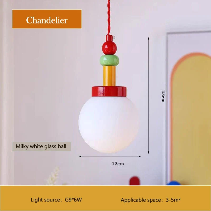 lustre coloré en verre pour chambre d'enfant princesse