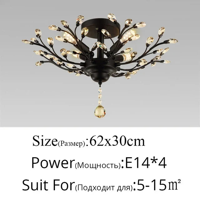 Vintage bougie suspension nordique LED lustre en cristal pour salon chambre cuisine Villa hôtel Hall luminaire
