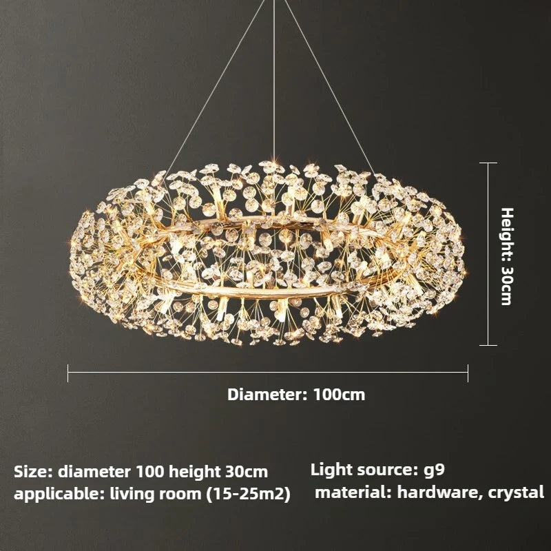 lustre en cristal moderne en forme de pissenlit créatif et atmosphérique