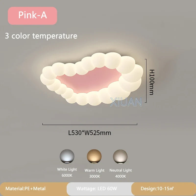 Nordic Cloud Ceiling Lamps Bedroom Ceiling Light Pink White Bubble Design Children's Room Chandelier Lights for Princess Room