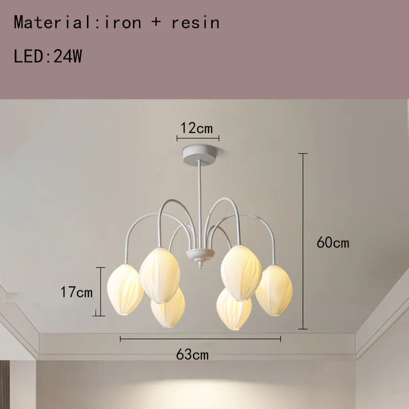 lustre en résine avec abat-jour romantique en métal