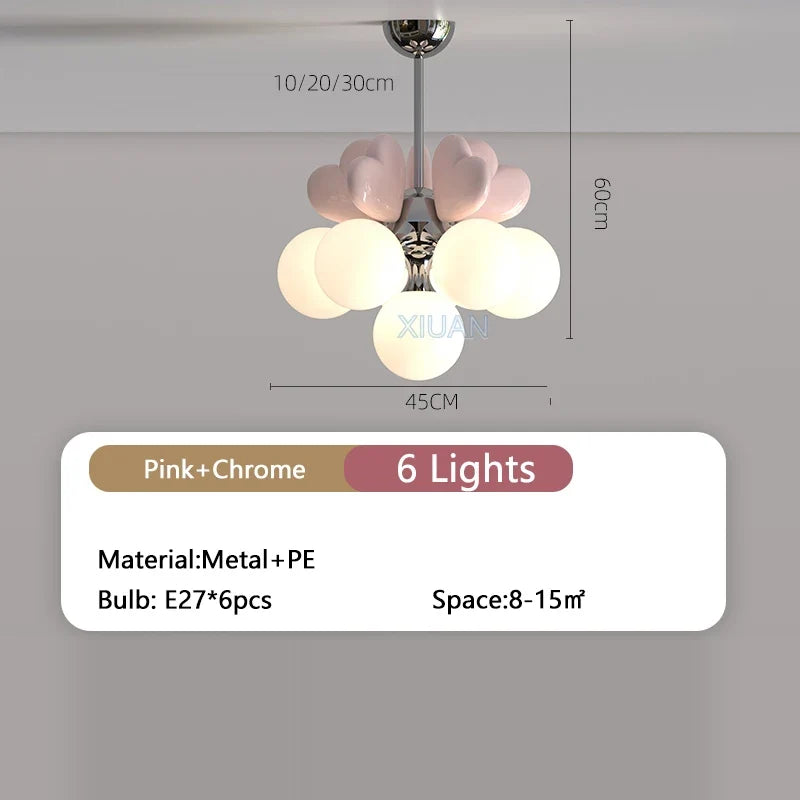 lustre de princesse avec bulle en forme de cœur pour chambre d'enfant