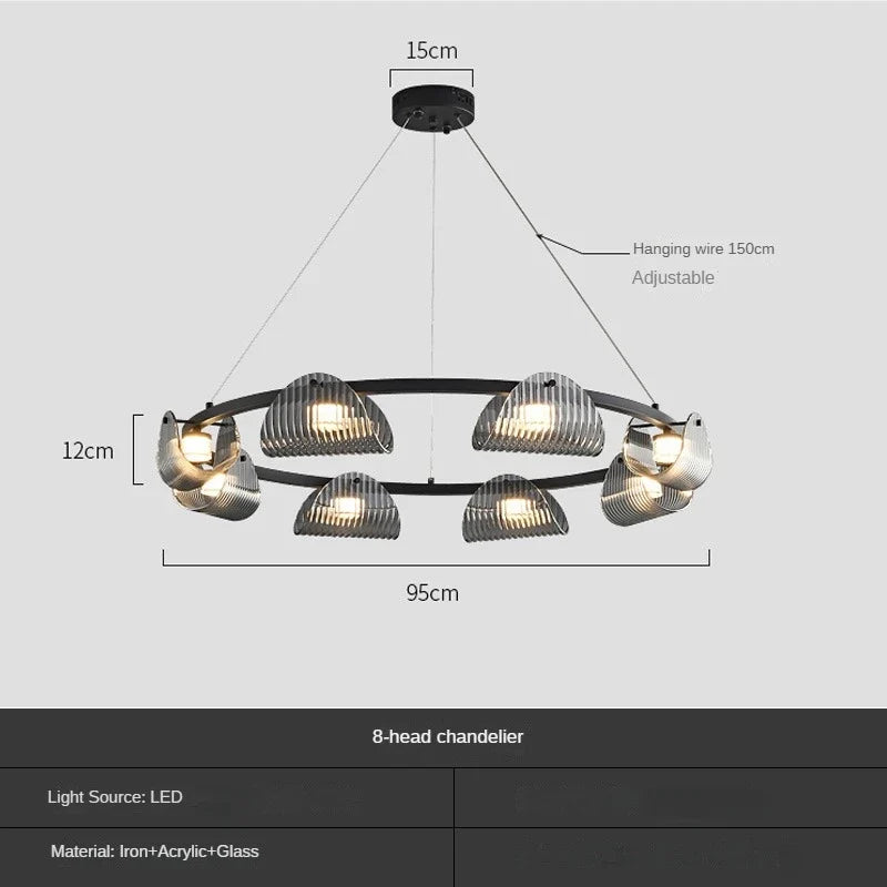 suspension créative en verre et fer pour décoration intérieure