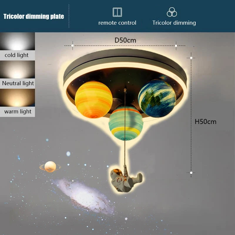 SANDYHA astronaute plafond moderne à LEDs lumière créative planète lampe pour chambre d'enfants salle à manger étude maternelle éclairage