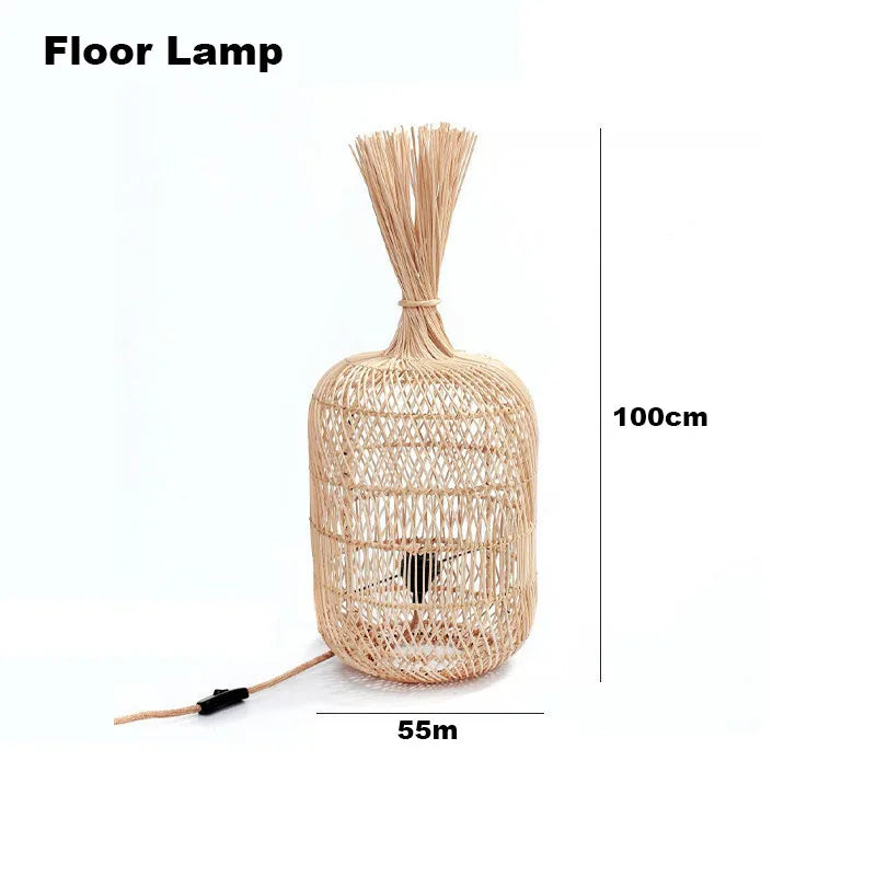 Lampadaire en rotin style Vintage nostalgique Simple