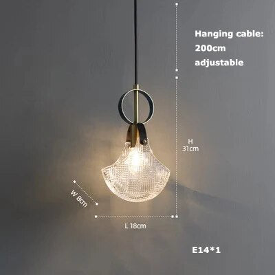 suspension luminaire cuir led verre lustre