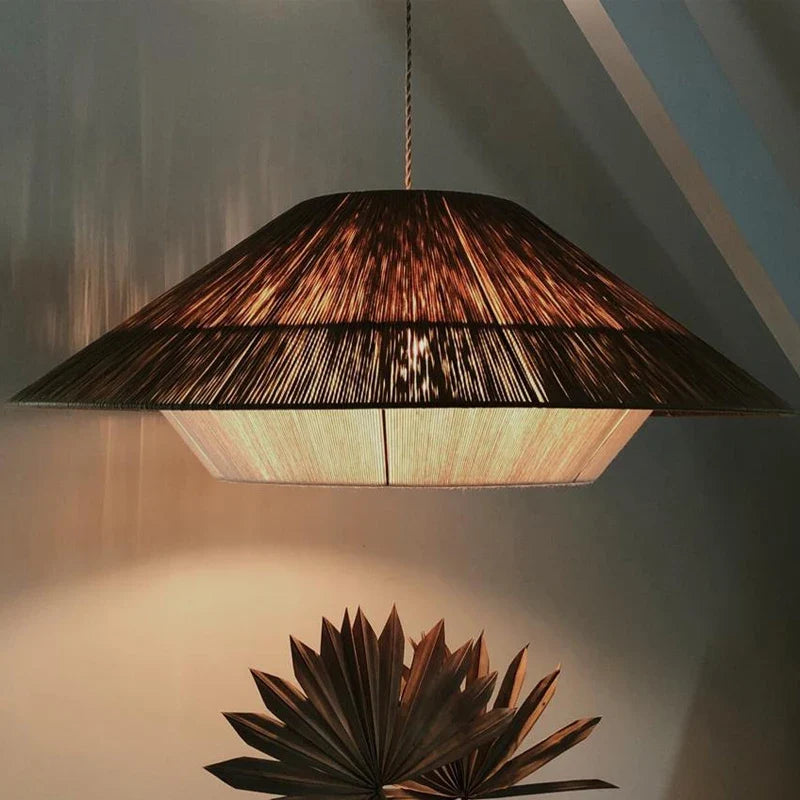lustre en corde de chanvre éclairage suspendu en rotin décoratif