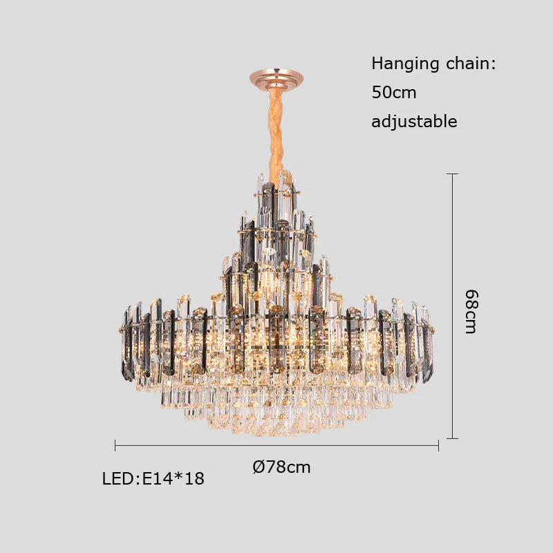 suspension à led en cristal design luxueux avec variateur d'intensité