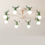 lustre led en fer et bois forme cerf pour décoration intérieure